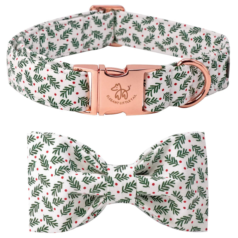Elegant little tail Dog Collar with Bow, Soft&Comfy Bowtie Dog Collar, Adjustable Pet Gift Collars for Small Medium Large Dogs Medium (Pack of 1) Christmas Green - PawsPlanet Australia