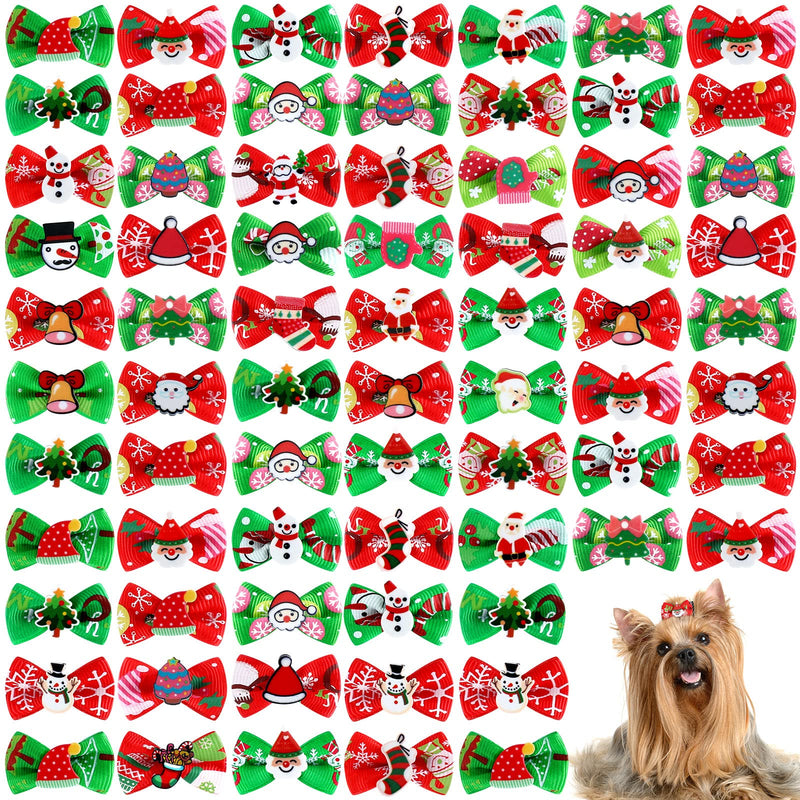 Weewooday 90 Pcs Christmas Dog Hair Bows Xmas Grooming Dog Hair Accessories Bows with Rubber Bands Pet Topknot for Xmas Party Decor Pet Gift Snowman Style - PawsPlanet Australia