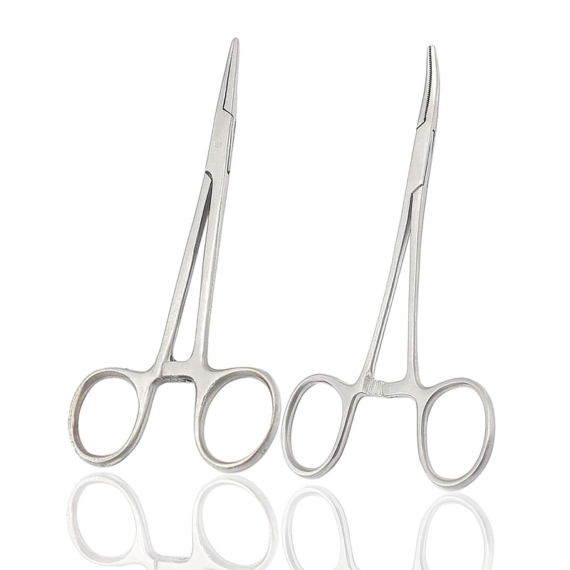 Pet Hemostat Forceps, Stainless Steel Ear Scissors For Dog And Cat, Ear Hair Clamp Scissors Tools, Straight And Bent, 5-Inch for Educational Use - PawsPlanet Australia