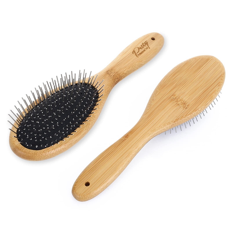 Molain Dog Grooming Brush - 20mm Stainless Steel Round Pins, Bamboo Handle, No Scratch Brush for All Hair Types (1Pc) High quality 1Pc Airbag Wooden Comb - PawsPlanet Australia