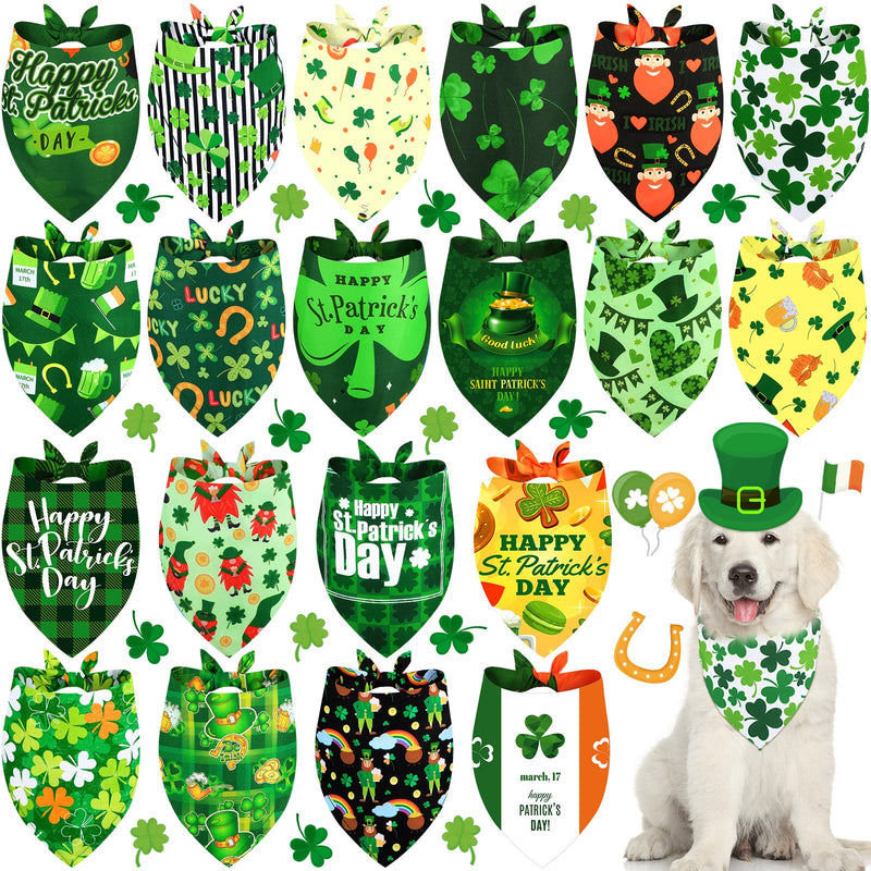 20 Pcs St. Patrick's Day Dog Bandana Pet Scarf Washable Triangle Bibs Shamrock Scarfs Adjustable Pet Triangle Washable Kerchief for St. Patrick's Day Dogs Cats (Shamrock, L) - PawsPlanet Australia