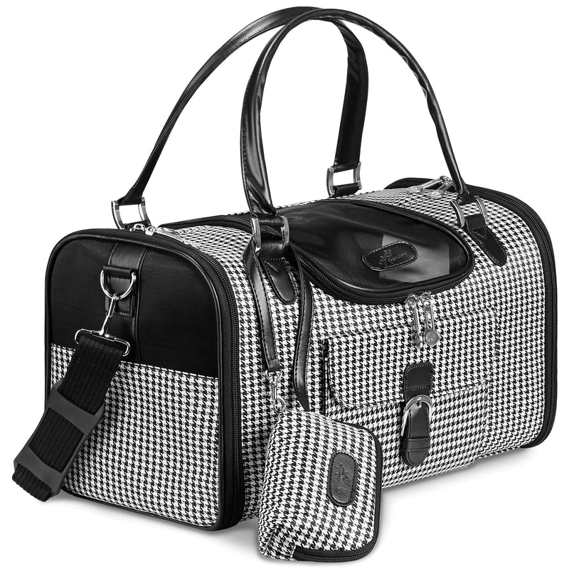 Fashion Pet Carrier, Small Dog Carrier Purse, Cat Carrier, Quality High-Grade Woven Cloth Dog Purse, Collapsible Portable Pet Carrying Handbag with Shoulder Strap for Travel Walking Hiking Pet Carrier - Gray - PawsPlanet Australia