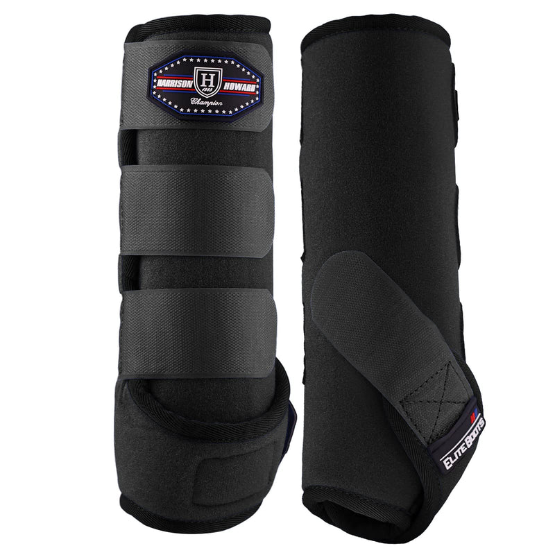 Harrison Howard Horse Sport Medicine Front Shock-Absorbing Boots All-Round Lower Limb Protection & Support Sport Boots Perfect for Endurance Training and Performance Pack of 2 Piano Black L Full (Large) - PawsPlanet Australia