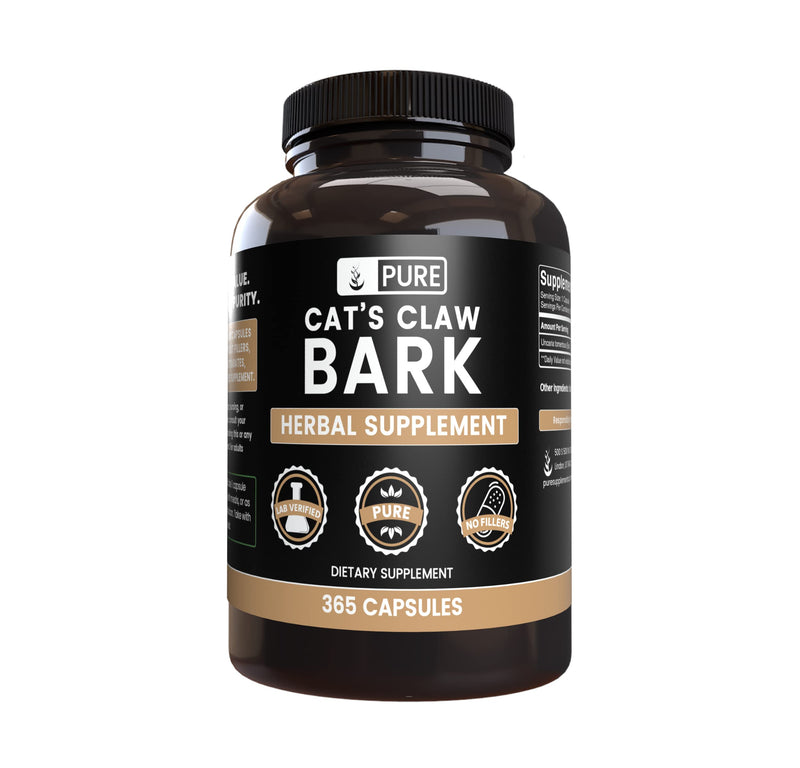 Pure Original Ingredients Cat's Claw Bark (365 Capsules) No Magnesium Or Rice Fillers, Always Pure, Lab Verified 1 Count (Pack of 365) - PawsPlanet Australia