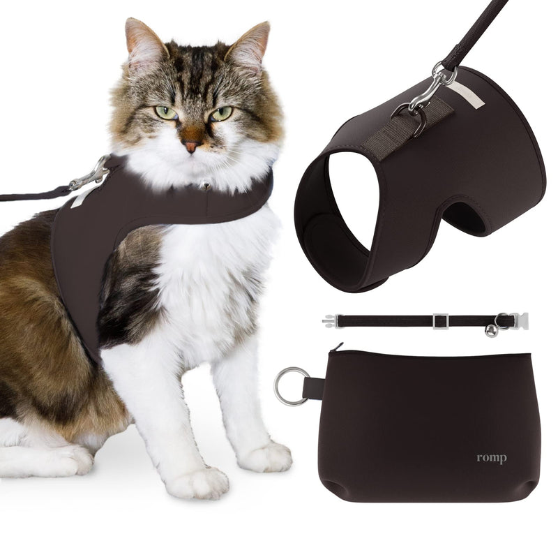 Cat Harness, Collar & Leash Set - Escape Proof Adjustable Choke Free Velcro Harness Vest for Walking Cats & Kittens (Sable Brown, Small) Sable Brown - PawsPlanet Australia