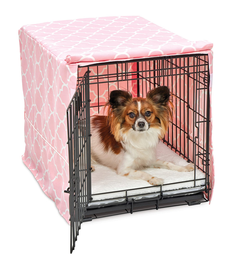 New World Pet Products Dog Crate Cover Featuring Teflon Fabric Protector, Dog Crate Cover Fits Midwest 24-Inch Dog Crates, Pink Designer Pattern 24 Inch - PawsPlanet Australia
