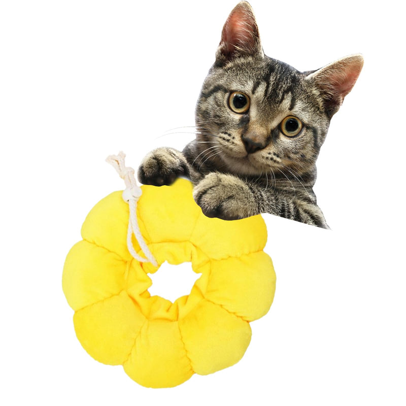 Adjustable Cat Recovery Collar Cat Elizabethan Collar Pet Cone Collar Cat Cone Collar for Anti-Bite Lick, Kittens and Puppies Wound Healing (S Sun Flower) sun flower rainbow sun flower 22.6*8.6*4 - PawsPlanet Australia