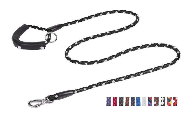 4 FT / 5 FT / 6 FT Leather Dog Leash Braided,Heavy Duty Training Leash, Suitable for Running and Walking for Large, Medium and Small Sized Dogs (Black, Reflective, 2/5" × 6 FT) Black, Reflective - PawsPlanet Australia