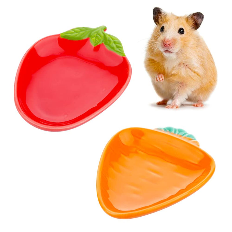 2 Pcs Hamster Ceramic Food Bowl, Cute Shape Anti-turning Dish for Hamster Gerbil Hedgehog Guinea Pig Rat Rodent - PawsPlanet Australia