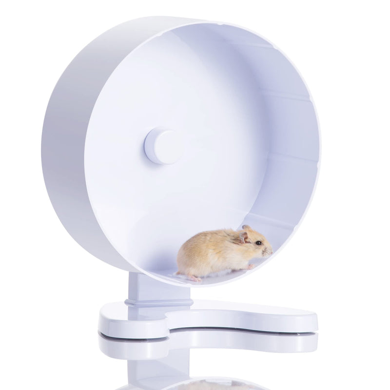 Super Silent Hamster Wheel, 8.5 Inches Small Animal Exercise Wheel for Gerbil, Syrian & Dwarf, Chinchilla Wheel with Stable Stand, White - PawsPlanet Australia