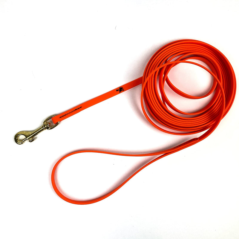 Gummy K9 Biothane Long Line Leash for Dogs, 10,15,20 and 32.5 Feet, Walking Tracking Training Service - Washable Waterproof Lead for Working K9 Groups, Dog and Puppy Owners Orange 3/8" x 15ft - PawsPlanet Australia