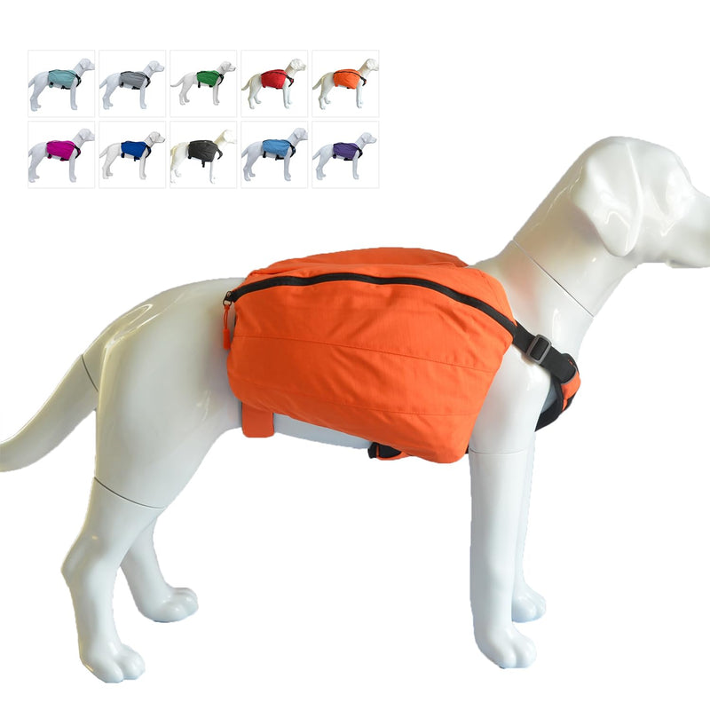 Dog Backpack for Hiking, Multifunctional Dog Day Pack Zippered Travel Dog Saddle Bag Outdoor Hiking Backpack with 2 Capacious Side Pockets for Small Medium Large Dogs Orange XS XS (chest 18-23 inch) - PawsPlanet Australia