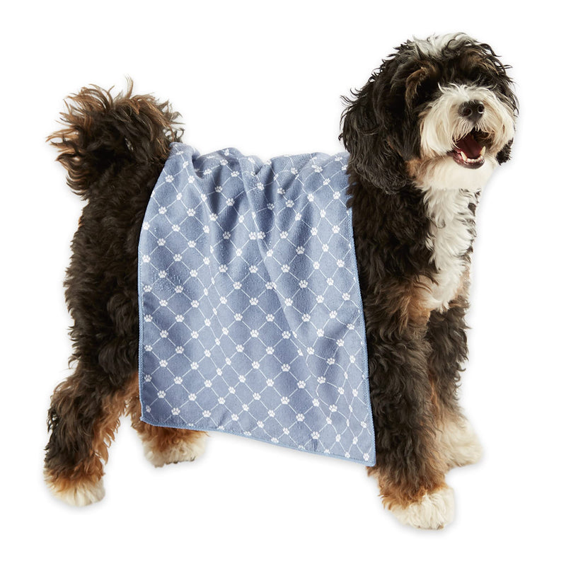 Bone Dry Pet Grooming Towel Collection Absorbent Microfiber Drying Set, 15x30", Trellis Stonewash Blue, 3 Count 15x30" - PawsPlanet Australia
