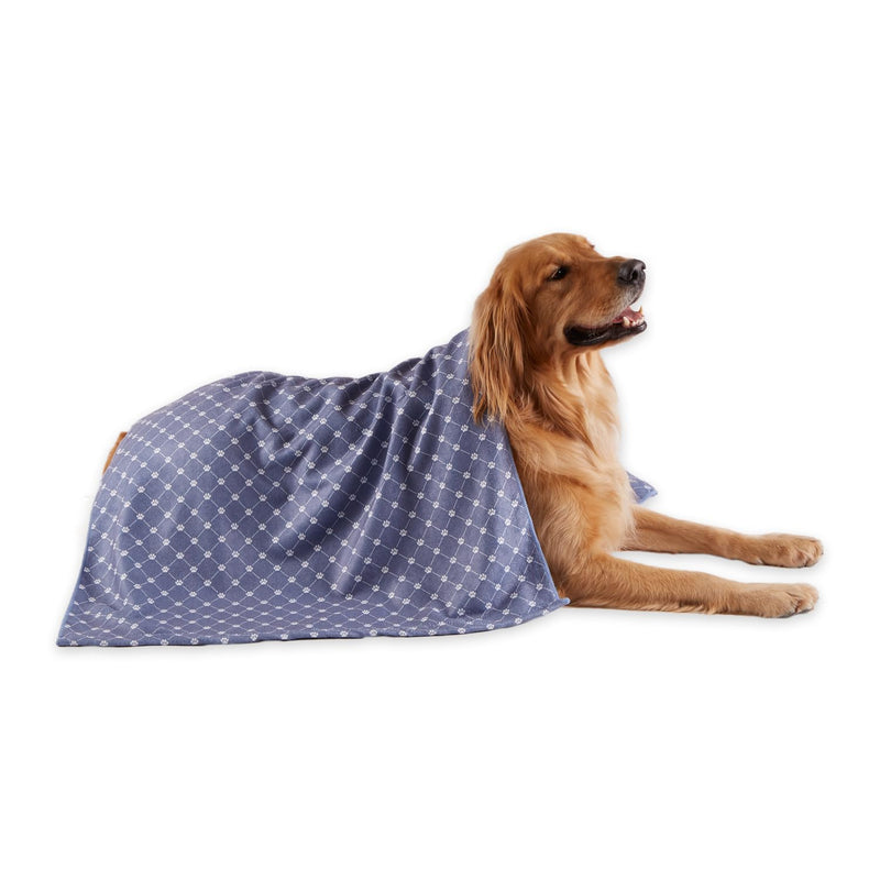 Bone Dry Pet Grooming Towel Collection Absorbent Microfiber X-Large, 41x23.5", Trellis Stonewash Blue 41x23.5" - PawsPlanet Australia