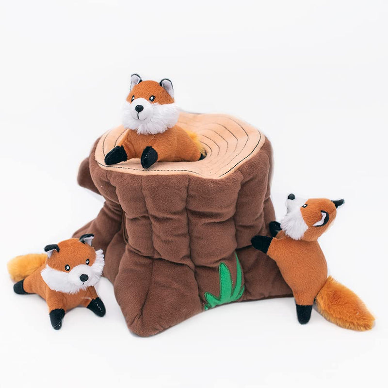 ZippyPaws Woodland Friends Burrow Interactive Dog Toys - Hide and Seek Dog Toys and Puppy Toys, Colorful Squeaky Dog Toys, and Plush Dog Puzzles, Fox Stump - PawsPlanet Australia