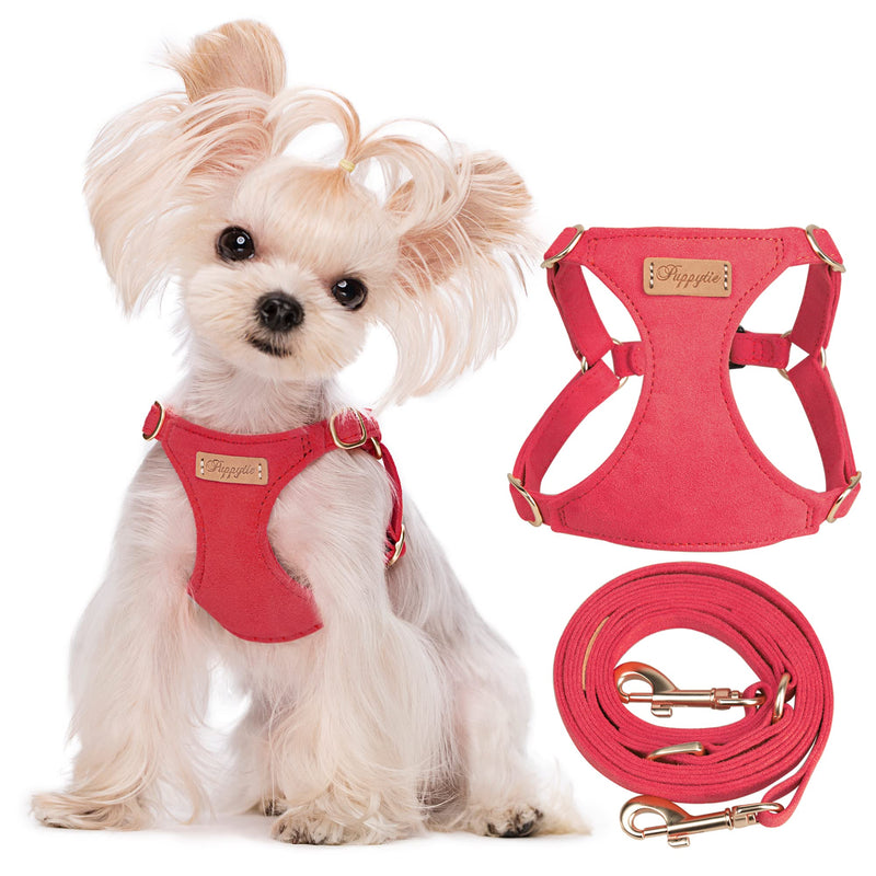 Puppytie No Pull xs Dog Harness with Multifunction Dog Leash,Soft Adjustable No Choke Escape Proof Pet Harness Vest,red-Camellia,XS red-camellia XS(4.5-11lb? - PawsPlanet Australia