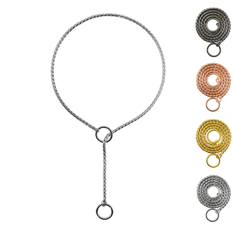 Heavy Duty Dog Choke Collar Slip Dog P Chain Snake Collar Plating Anti-Rust Dog Training Collars for Small Large Dogs Black/Gold/Silver/Rose Gold 15.5in-29.5in (23.5in, Silver) 23.5in - PawsPlanet Australia