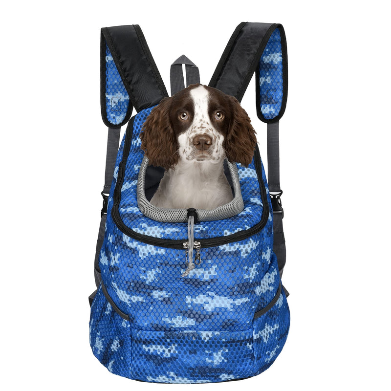 Mile High Life | Hiking Outdoor Pet Carrier Backpack | Kitty Puppy Cat Carrier | Dog Carrier for Small Dogs | Dog Backpack w Breathable Mesh with Soft Padding(Camouflage Blue, Small (Pack of 1)) - PawsPlanet Australia
