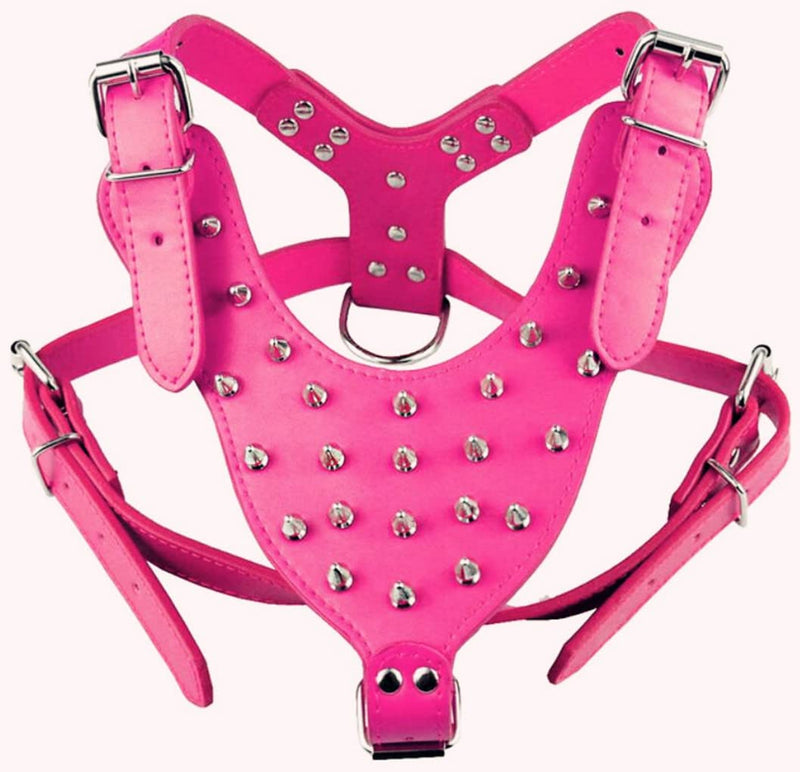Spiked Studded Dog Harness Vest Harness 26"-34" Chest Spikes Harness for Medium and Large Dog Pit Bull,Mastiff, Boxer, Bull Terrier Rose Red - PawsPlanet Australia