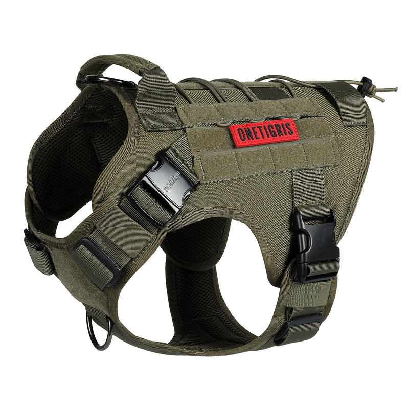 OneTigris Dog Harness Vest with Handle, Military Dog Harness for Large Medium Dogs,FIRE Watcher 2.0 No-Pull Service Dog Vest,Adjustable Dog Vest Harness for Walking Hiking Training(M,Green) Green - PawsPlanet Australia
