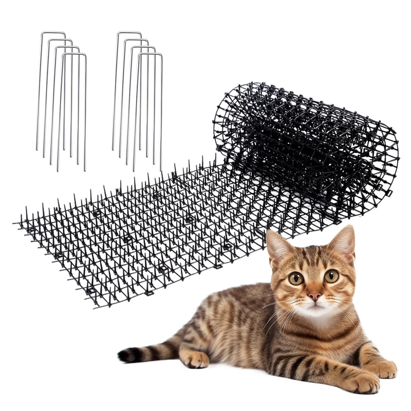 118"x 11.8" Cat Scat Mat for Cats with Spikes, Scat Mats for Dogs, Prickle Strips Digging Stopper Outdoor Deterrent Mat for Indoor Garden includes 8 Garden Staples 121.2"L x 118.0"W x 11.8"Th - PawsPlanet Australia