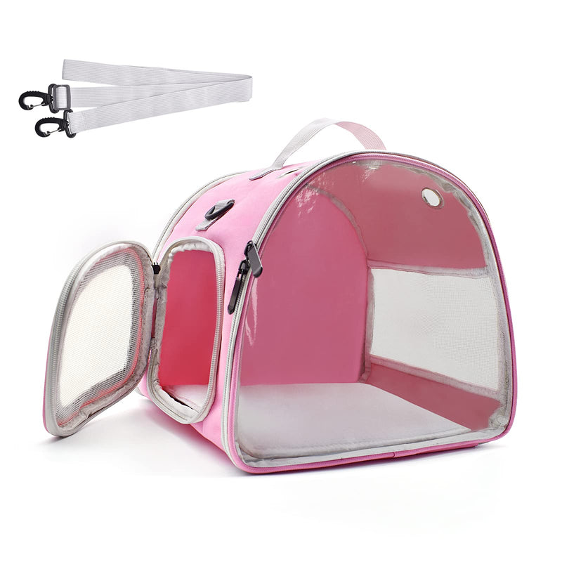 Small Animal Carrier Bag, Upgraded Portable Guinea Pig Carriers, Transparent Hamster Carrying Case, Reptile Rat Rabbit Bearded Dragon Hedgehog Carrier Bag for Travel, Hiking, Walking, Outdoor (Pink) Pink - PawsPlanet Australia