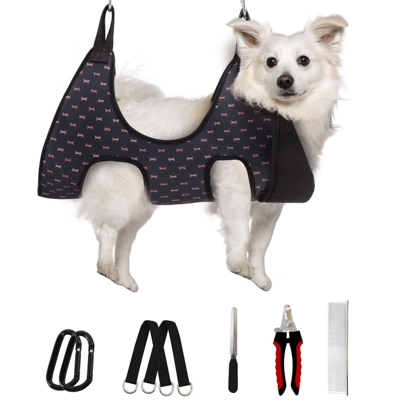 Supet Dog Grooming Hammock Harness for Dogs Cats, Relaxation Pet Nail Clipper Hammock, Restraint Dog & Medium Animal Leashes Sling for Groomingk for Nail Trimming (Black Currant, M) M（ Max 48 Lb：Leg space: 9"-12.5"） Blackcurrant - PawsPlanet Australia