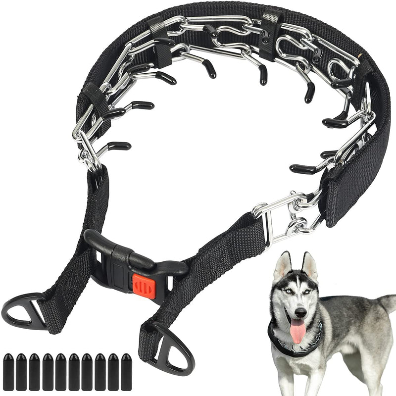 CBBPET Dog Prong Collar, Adjustable Dog Training Collar with Quick Release Buckle for Small Medium Large Dogs M/3.0mm (Neck: 16"--18'' Weight:50 lbs) Luxury Black - PawsPlanet Australia