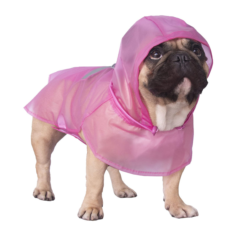 iChoue Dog Raincoats, Packable Rain Coats, Lightweight Rain Jacket with Reflective Straps, Adjustable Poncho for Medium Dog French English Bulldog Pug Terrier (Pink, Medium) Medium (Pack of 1) Pink - PawsPlanet Australia