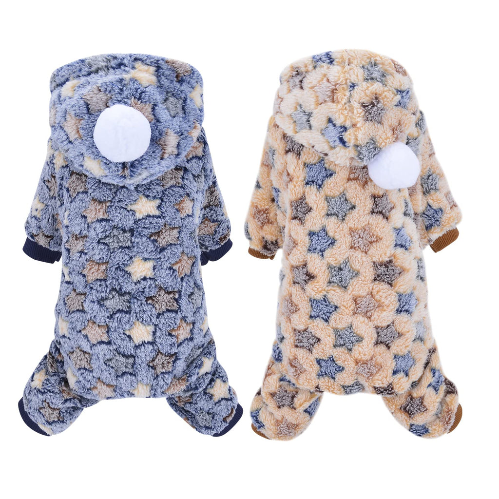 DaFuEn Dog Pajamas Medium Sized Dog 2 Pack Flannel Small Dog Sweater Hoodie Winter Warm Puppy Clothes Plush Cute Pet Jumpsuit Cat Onesie Outfit Apparel Coat # 1