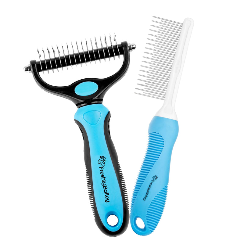 Dog and Cat Dematting Brush and Comb Set - Perfect For Grooming Long Haired Cats & Dogs - Detangle Pet's Coat & Prevent Painful Matting - PawsPlanet Australia