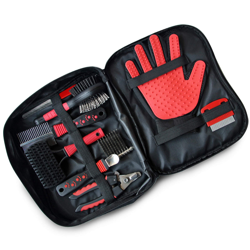8 in 1 Professional Dogs Grooming Kit - Brush Set - Double Sided Cat and Dog Brush for Shedding - Pet Nail Clippers - Deshedding Brush - Pet Grooming Gloves - Dog Accessories - Pet Grooming Tools - PawsPlanet Australia