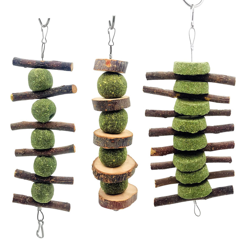 3 Pcs Bunny Chew Toys, Rabbit Chew Toys for Teeth Grinding, Natural Organic Apple Wood Stick for Improve Rabbits Guinea Pigs Hamsters Dental Health - PawsPlanet Australia