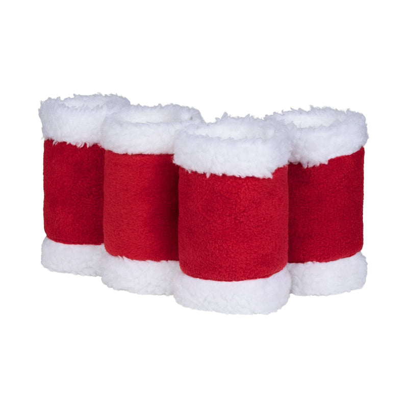 HORZE Santa Faux Fur Polyester Christmas Horse Leg Wraps | Pack of Four One Size Red - PawsPlanet Australia
