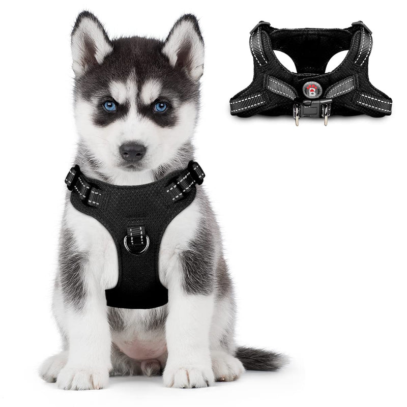 Dog Harness Step in Dog Vest Harness , Reflective Adjustable Puppy No Pull Harness Breathable Soft for Small and Medium Dogs,Cats Black