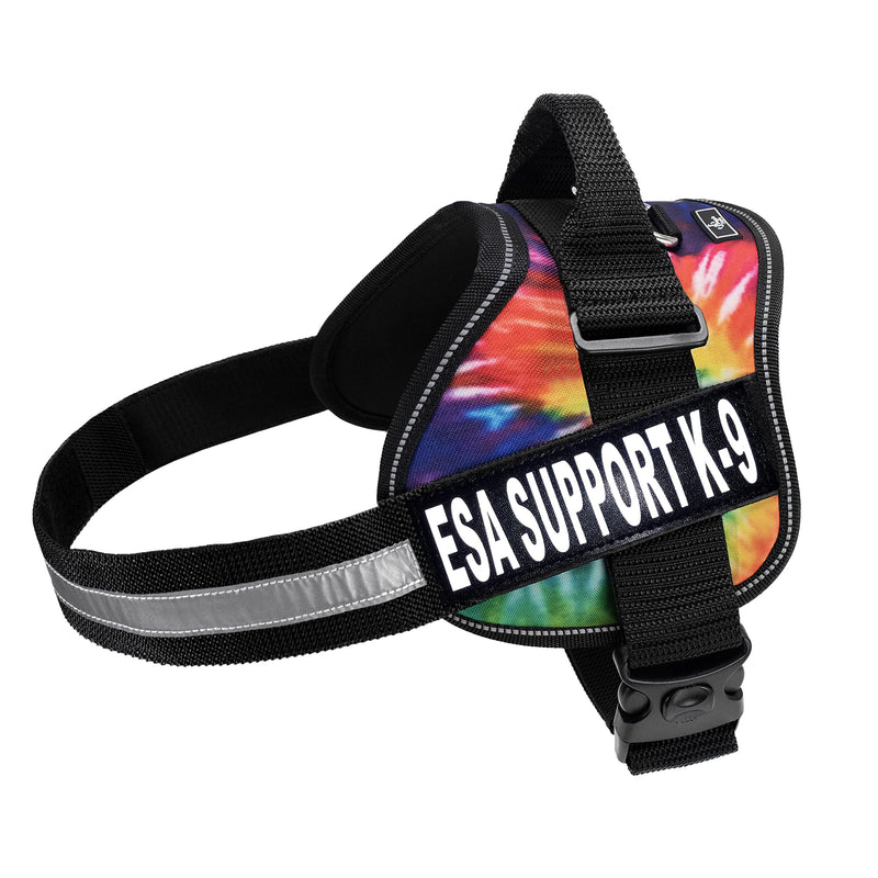 Emotional Support Dog Vest Nylon no-Pull Comes with 2 Reflective ESA Support K9 Interchangeable Patches. Fully Adjustable Reflective Straps with top Handle. XXS-XXL (Girth 19-25", Tie Dye) Girth 19-25" - PawsPlanet Australia