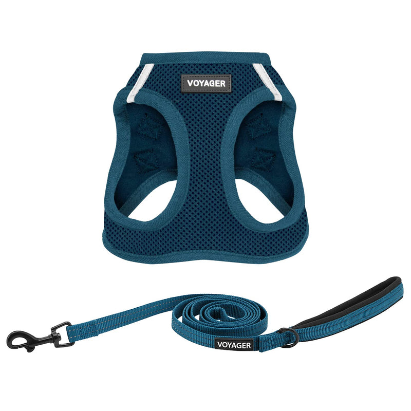 Voyager Step-in Air All Weather Mesh Harness and Reflective Dog 5 ft Leash Combo with Neoprene Handle, for Small, Medium and Large Breed Puppies by Best Pet Supplies - Harness Leash Set (Blue), L Harness Leash Set (Blue) L (Chest: 18 - 20.5") - PawsPlanet Australia