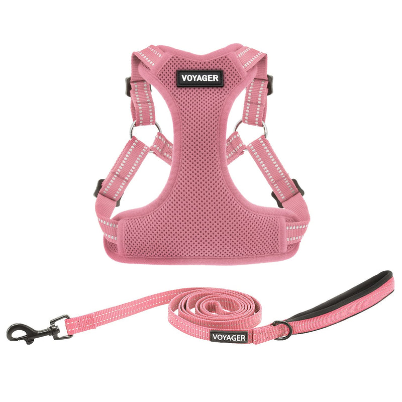 Best Pet Supplies Voyager Adjustable Step-in Flex Breathable Mesh Dog Harness for Small Medium Large Dogs Leash Set (Pink), S Harness Leash Set (Pink) - PawsPlanet Australia