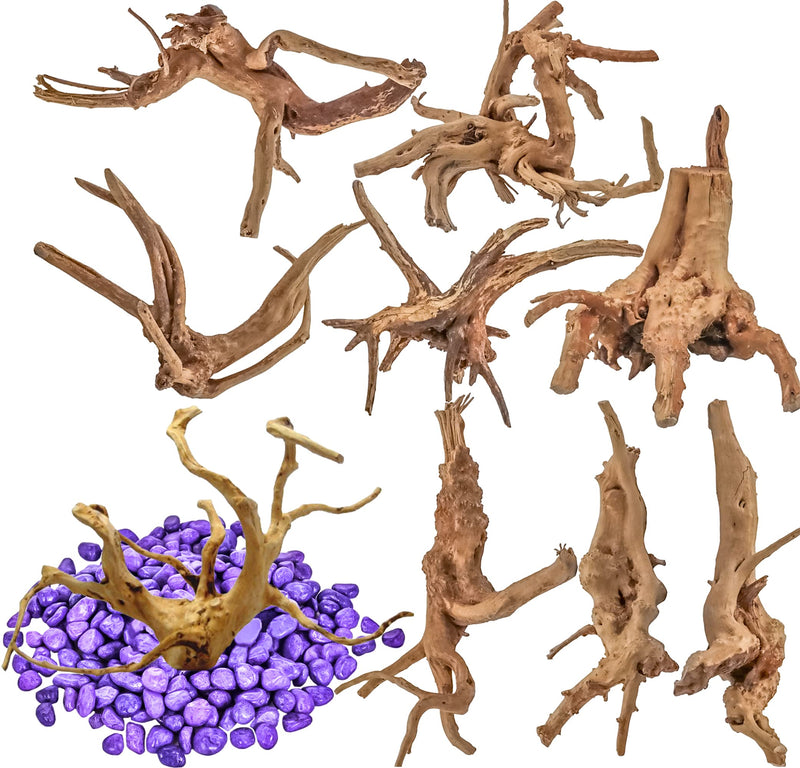 8 Pack Natural Driftwood for Aquarium, Aquarium Decor Spider Wood Freshwater Fish Tank Reptile Driftwood Branch (3.15"- 4") 3.15"- 4" - PawsPlanet Australia