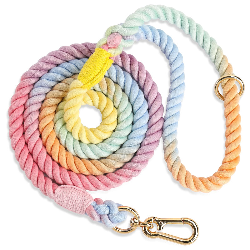 5 FT Dog Leash Handmade Braided Rope Dog Leash for Small Medium and Large Dogs, Colorful Macaron 5FT x 1/2in (Pack of 1) - PawsPlanet Australia