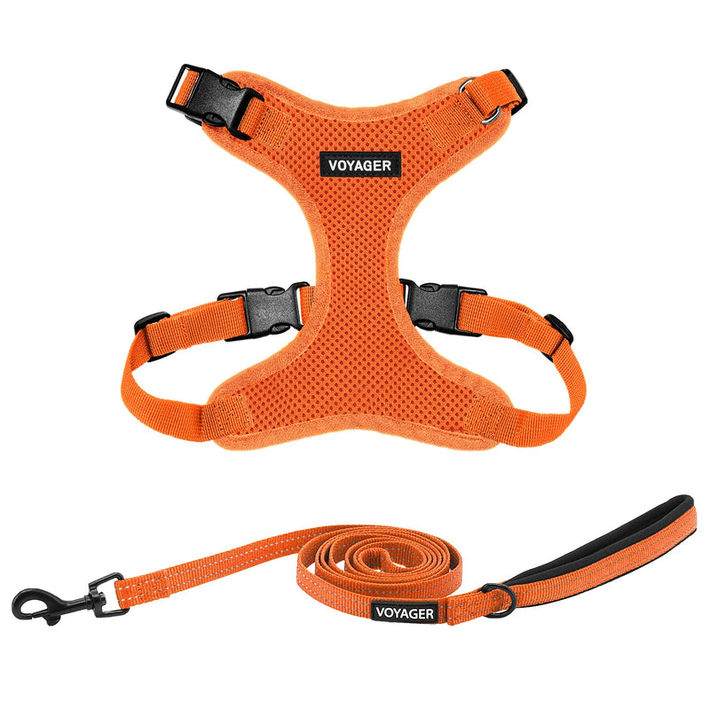 Voyager Step-in Lock Dog Harness w Reflective Dog Leash Combo Set with Neoprene Handle 5ft - Supports Small, Medium and Large Breed Puppies/Cats by Best Pet Supplies - Orange, M - PawsPlanet Australia