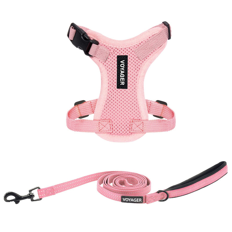 Best Pet Supplies Voyager Step-in Lock Pet Harness w Reflective Pet Leash Combo Set with Neoprene Handle 5ft - Supports Small, Medium and Large Breed Puppies/Cats - Pink, XXS Harness Leash Set (Pink) XXS (Chest: 11.5 - 14")