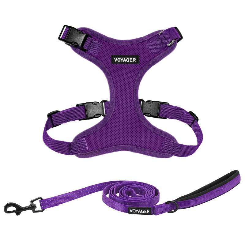 Voyager Step-in Lock Dog Harness w Reflective Dog Leash Combo Set with Neoprene Handle 5ft - Supports Small, Medium and Large Breed Puppies/Cats by Best Pet Supplies - Purple, M - PawsPlanet Australia