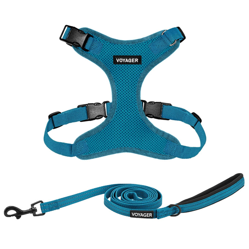 Voyager Step-in Lock Dog Harness w Reflective Dog Leash Combo Set with Neoprene Handle 5ft - Supports Small, Medium and Large Breed Puppies/Cats by Best Pet Supplies - Turquoise, XS - PawsPlanet Australia