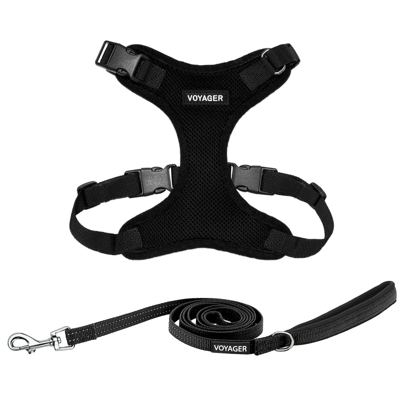 Voyager Step-in Lock Dog Harness w Reflective Dog Leash Combo Set with Neoprene Handle 5ft - Supports Small, Medium and Large Breed Puppies/Cats by Best Pet Supplies - Black, M - PawsPlanet Australia