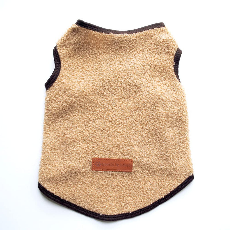 PIXRIY Small Dog Sweater Vest, Winter Cold Weather Warm Pullover Fleece Dog Jacket Sleeveless Puppy Clothes Fleece Coat for Chihuahua Poodle Teddy Medium Khaki