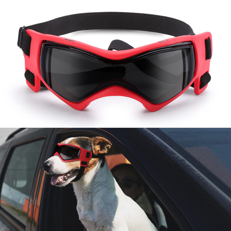 Goggles for Dogs, Ownpets Dog Glasses UV Protection Goggles Snow Protection Wind Protection Dust Protection with Adjustable Strap, Safety Pet Sunglasses for Small and Medium Dog, Red - PawsPlanet Australia