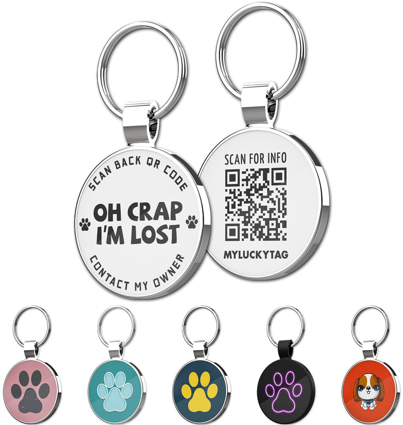 MYLUCKYTAG QR Code Pet ID Tags Dog Tags - Pet Online Profile - Scan QR Receive Instant Pet Location Alert Email Im Lost - PawsPlanet Australia