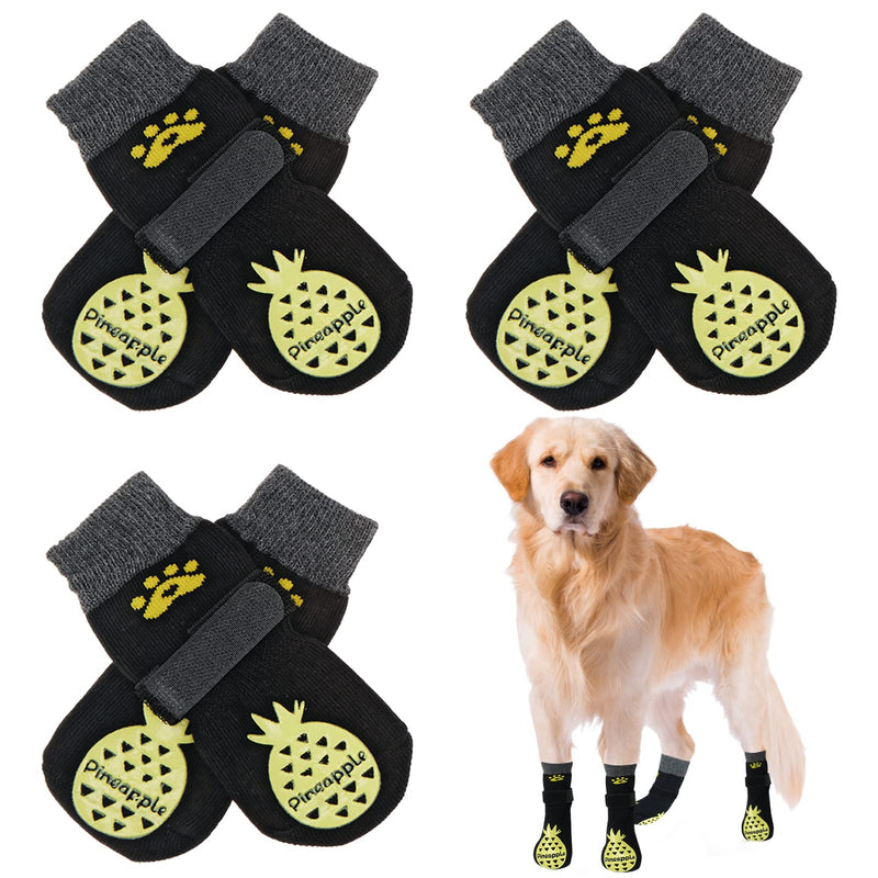 BEAUTYZOO Anti-Slip Dog Socks with Grips Traction Control for Small Medium Large Dogs, Non Skid Indoor Double Side Pet Paw Protector for Hardwood Floor Wear Pineapple