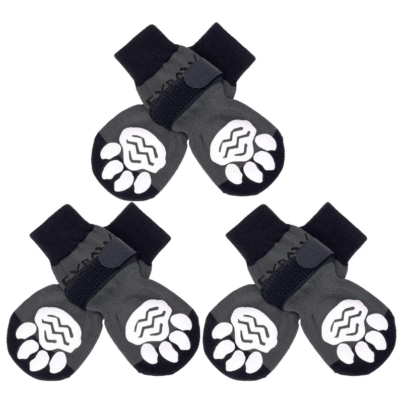 EXPAWLORER 6PCS Anti-Slip Dog Socks to Prevent Licking Paws,Dog Shoes for Hot Pavement,Best Paw Protector Traction Control on Hardwood Floor,Dog Booties for Puppy Small Medium Large Senior Dogs Small (6 Count) Black Grey - PawsPlanet Australia